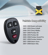 Self Programmable Car Key Keyless Entry Remote Replacement for Chevy Malibu/Pontiac G6/G5 315MHZ with FCC: KOBGT04A